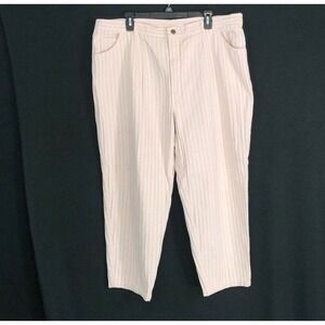 Touché Jeans 40 Pink Cream Stripe Skinny Ankle Hi Waist Pocket Trendy XL VINTAGE
